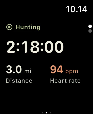 Recording a hunt on Apple Watch